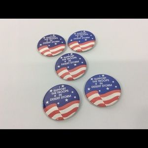 Vintage Button Pinback Pins I Support The Troops In Desert Storm Lot Of 5